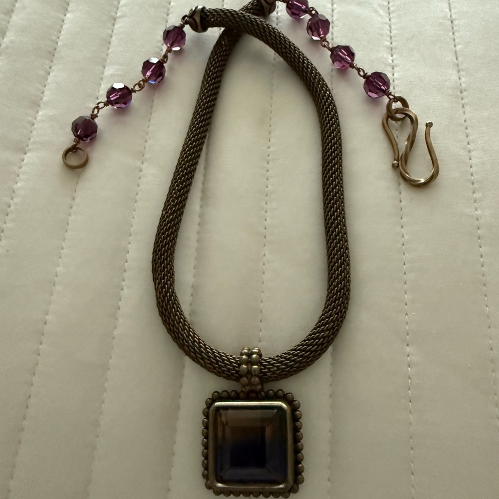 Stephen Dweck Amethyst and Bronze Necklace